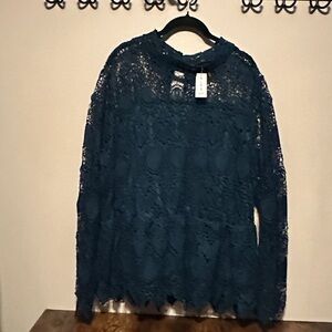 Lane Bryant Lace Blouse - Deep Green